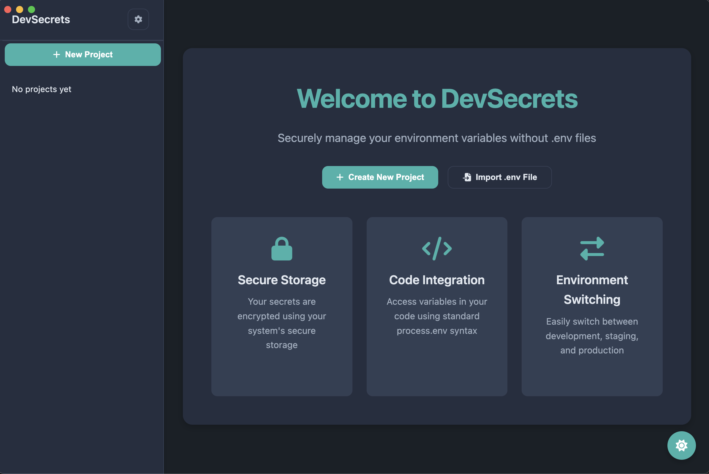 DevSecrets App Interface